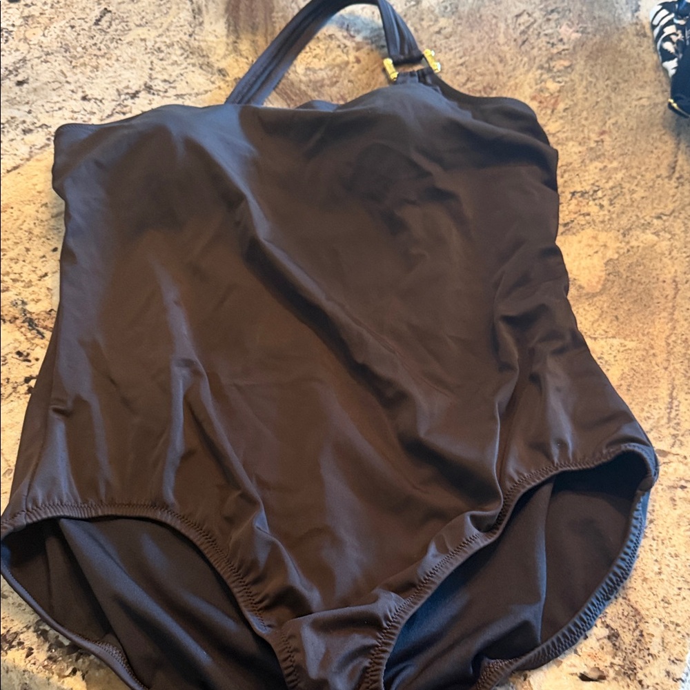 Lands End One-Piece brown Swim Suit - Classic Solid